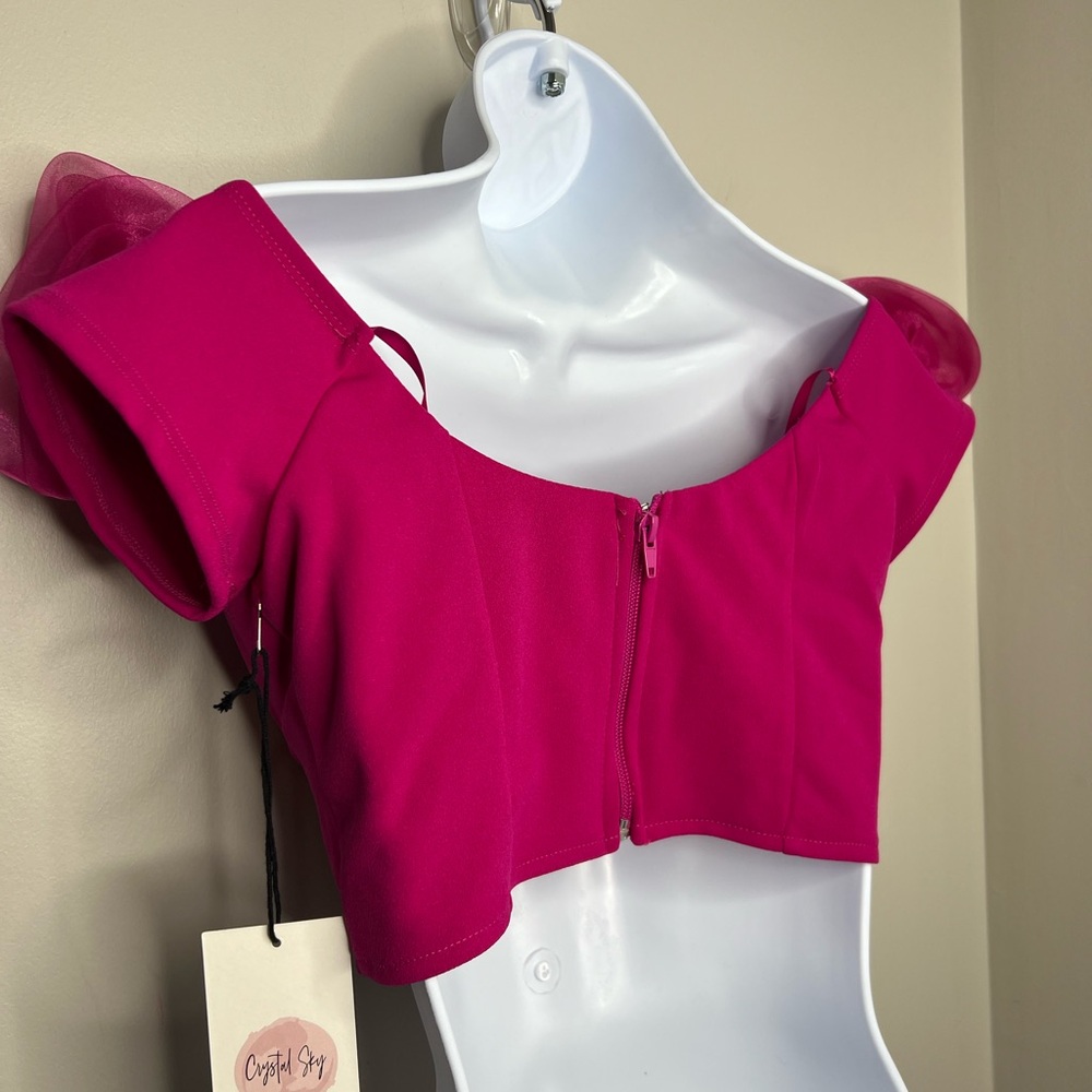CRYSTAL SKY - NWT - pink, floral, crop top, tank, festival, top. Medium. New! - Picture 7 of 9